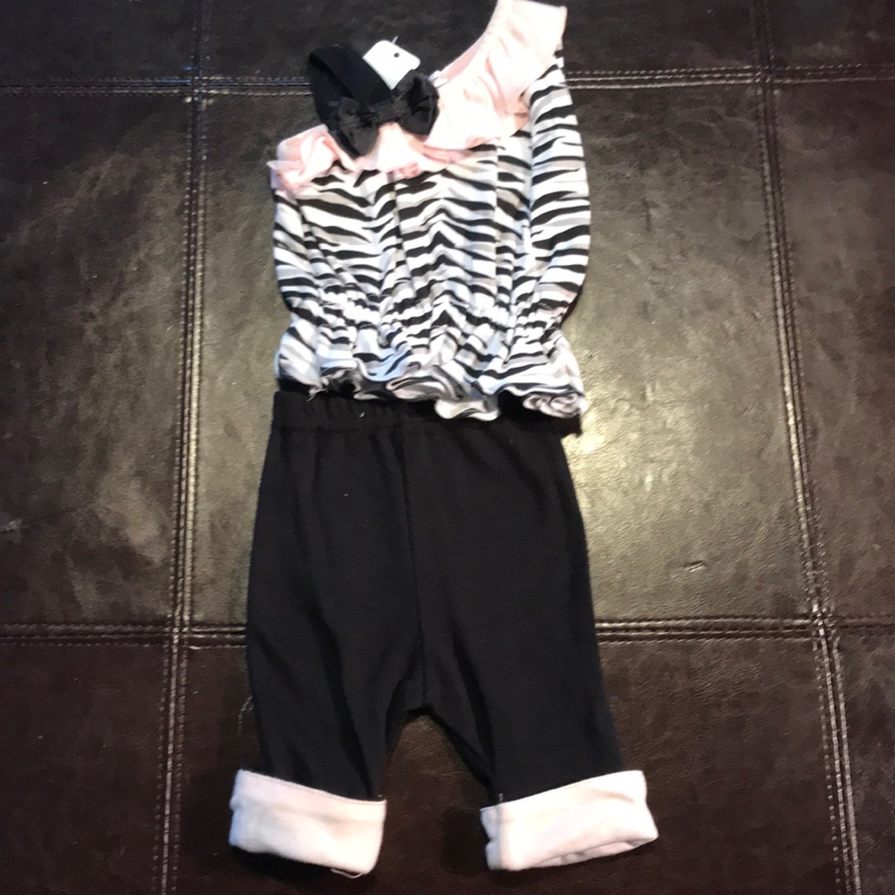 Baby girl two piece zebra print pants set